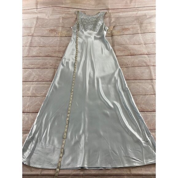 NWT Michaelangelo David's Bridal Ice Blue Satin Sleeveless Dress - 12 - Picture 2 of 14
